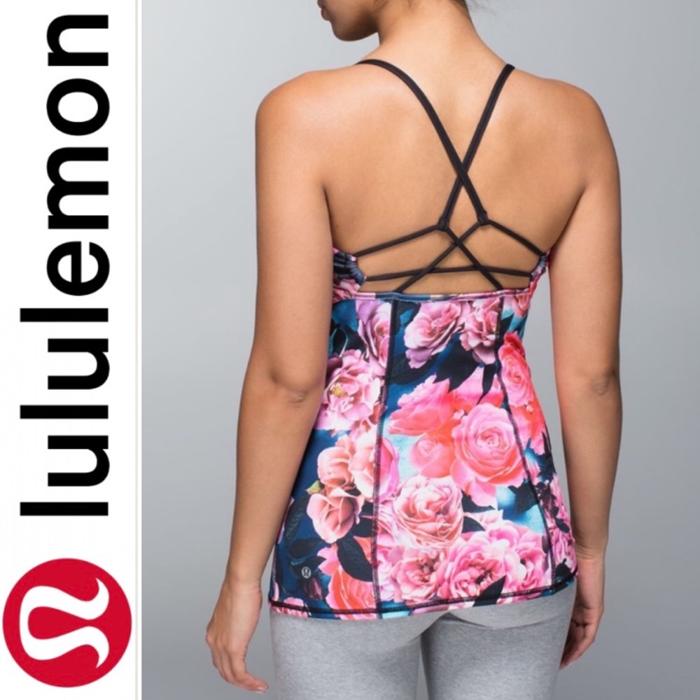 🦄💖HOST PICK!💖🎉ULTRA RARE LULULEMON Dancing Warrior Tank in Secret Garden🌸